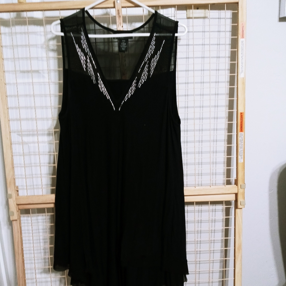 Black Tunic With layered hem and Silver design